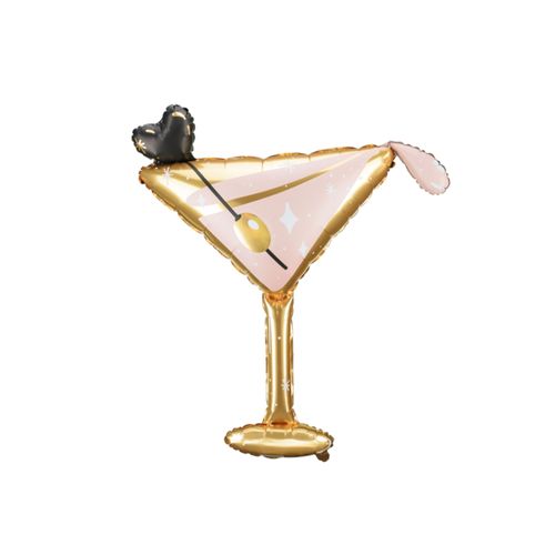 Ballon En Aluminium Verre De Cocktail Rose Et Or 126 X 93 Cm