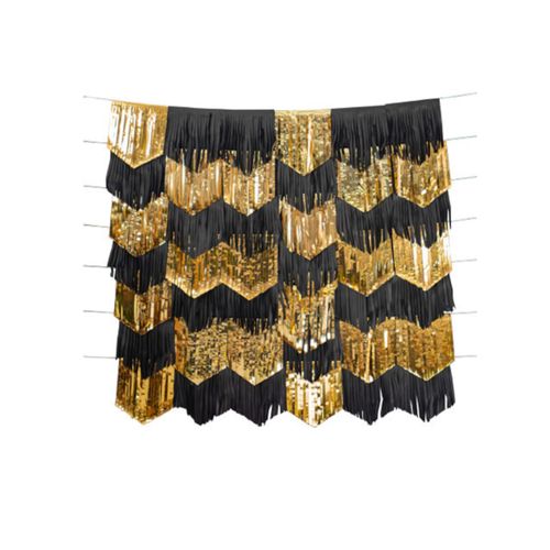 Lot De 7 Guirlandes Tassels Noires Et Or 2m