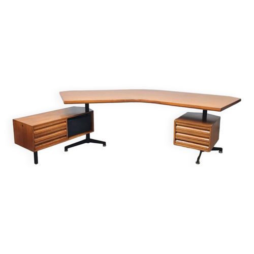 Bureau Boomerang Design Italien Du Milieu Du Sicle T96 Osvaldo Borsani Tecno Bois