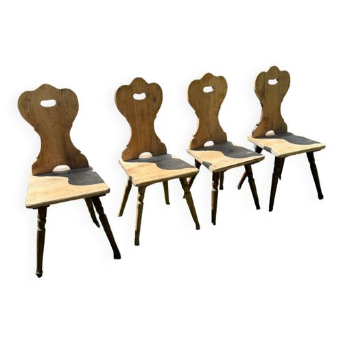 4 Chaises Rustiques En Chne Massif Bois