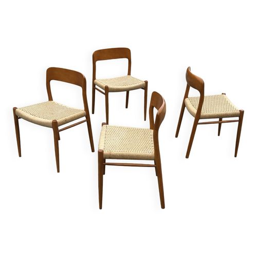 Lot De 4 Chaises Jl Moller Modle 75 Par Niels Otto Moller Design Danois Bois