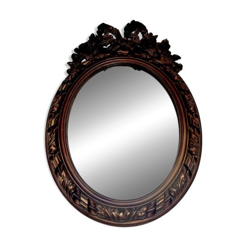 Miroir baroque en bois ovale marron