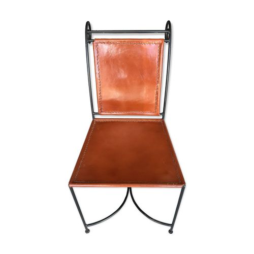 Chaise En Cuir Et Fer Forg Marron