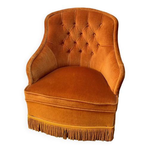 Fauteuil Crapaud En Velours Jaune