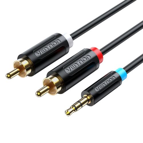 Cable Jack 3,5 mm vers 2RCA Audio Cable stéréo HiFi pour Smartphone Amplificateur Subwoofer Home Cinéma DVD VCD Cable AUX, 2M