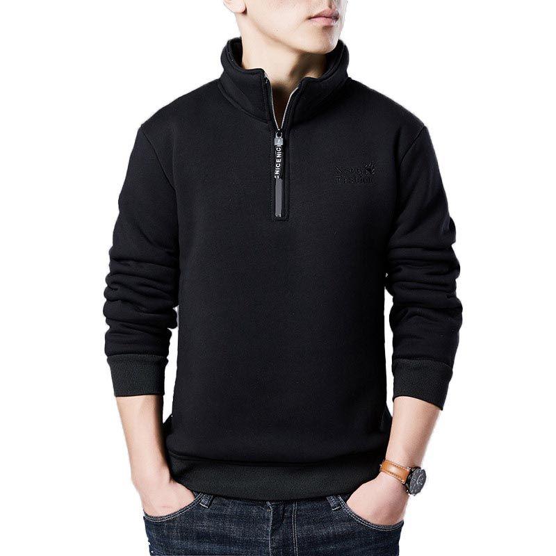 Pull Hiver Homme Col à Fermeture ?clair Doublure Polaire Pullover
