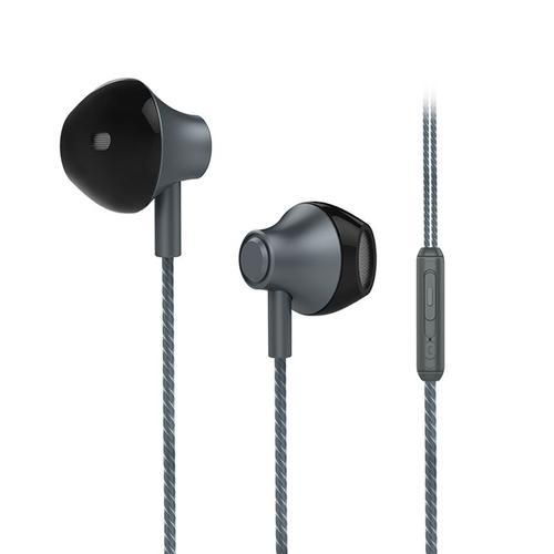 écouteurs intra-auriculaires 3,5 mm avec controle filaire écouteurs HiFi avec micro pour ordinateur iPhone PC, Noir Argent