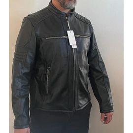 Blouson En Cuir Épais, Noir.
