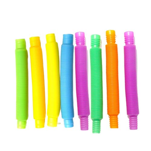 8pcs / Boîte Pop Tubes Creative Stress Relief Plastique Kid Pop Tube Sensory Toy Pour Garçon Et Fille Kaesi