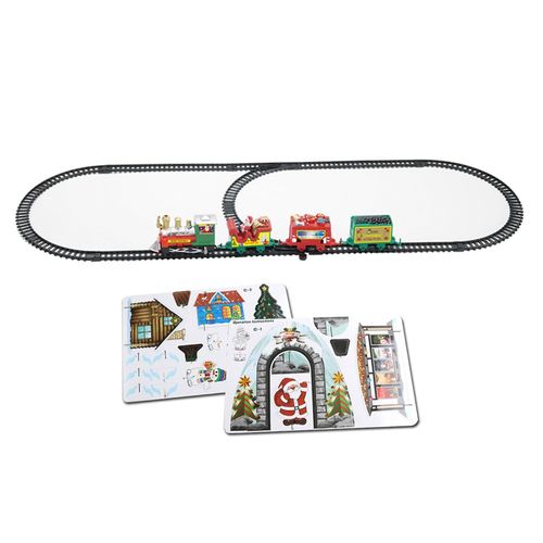 1 Set Christmas Electric Train Toys Set Retro Christmas Style Railway Tracks Vehicle Toy Simulated Mini Sightseeing Train Track Toddler Toy Boys Girls