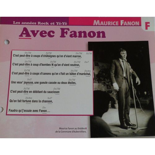Fiche Chanson Avec Fanon Maurice Fanon