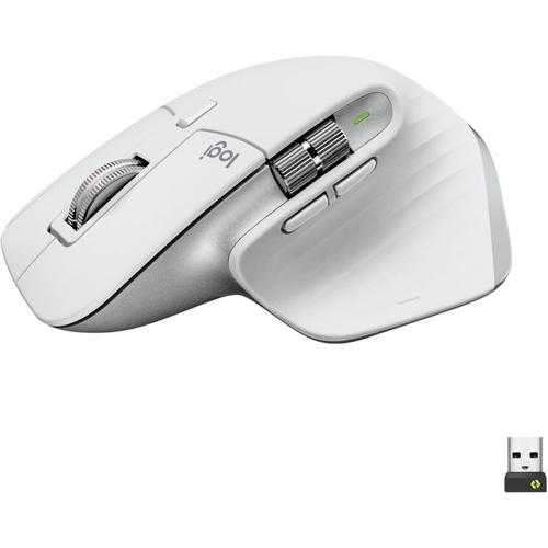 Logitech Master Series MX MASTER 3S - Souris - ergonomique - optique - 7 boutons - sans fil - Bluetooth, 2.4 GHz - récepteur USB Logitech Logi Bolt - gris pâle