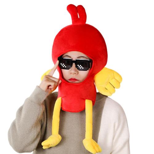 Chick Headgear Cute Funny Red Chicken Soft Head Cover Dress Up Warm Plush Animal Cartoon Hat Cosplay Costume Photo Props