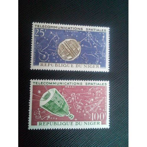 Timbre Niger Y T Pa 36 / Pa 37 Série: Télécommunications De L'espace Aérien 1964 ( 061206 )*