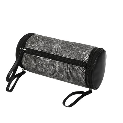 Trousse de maquillage avec poignée Porte-pinceau cosmétique portable en PVC avec fermeture à glissière Sac de rangement cosmétique cylindrique Fournitures de voyage KAESI