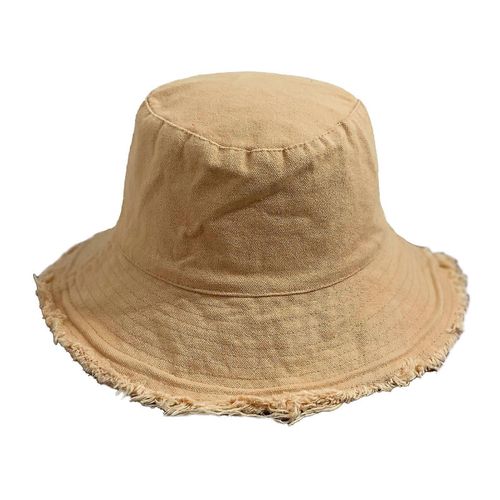 Couple Bucket Hat Ripped Edge Flat Top Double-Sided Wear Solid Color Lightweight Anti-Uv Sun Protection Fisherman Cap For Hiking Outings Traveling