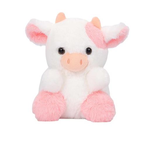 Poupée En Peluche Vache Rose Assis 3d Yeux Broderie Flou Doux Enfants Cadeaux D¿Anniversaire Pp Coton Mignon Peluche Vache Laitière Animal Jouet Salon Fournitures