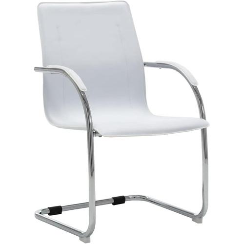 Chaise De Bureau Cantilever Fauteuil De Bureau Avec Accoudoirs Siège De Bureau Chaise Pour Office Ergonomique Maison Intérieur Similicuir Blanc