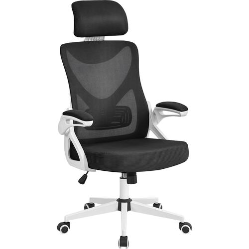 Chaise De Bureau Ergonomique Fauteuil De Bureau Réglable Avec Accoudoirs Réglables Dossier Et Appui-Tête Charge Maximale 136 Kg Noir Blanc