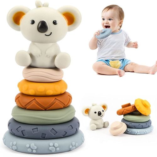Tour Souple Empilable Jouets, 7 Pièces Montessori Jouet Bebe 6 Mois, , Jouet Sensoriel Eveil, Cadeau De Bain Pour Bebe 1 2 Ans