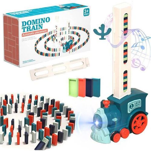 Jouet De Train Domino Électrique, Train De Pose Automatique, Construction De Modèles Pour Enfant De 3-12 Ans Bleu (60pcs)