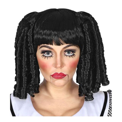 Perruque De Poupée Noire Avec Boucles