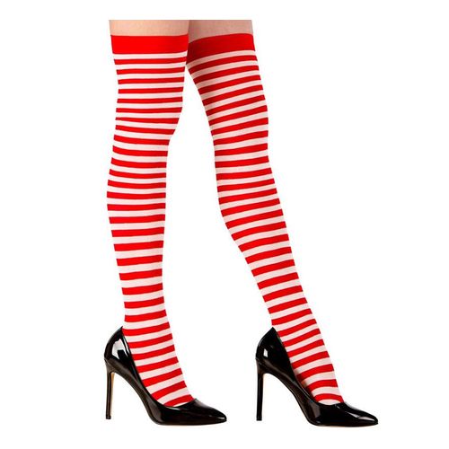 Chaussettes Hautes 70 Deniers Pour Femme À Rayures Rouges Et Blanches