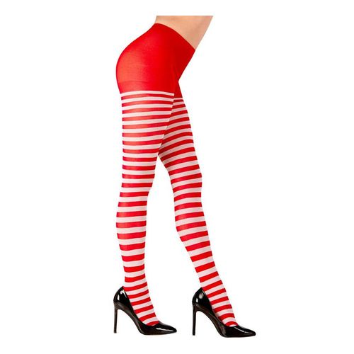Collant Femme 70 Deniers Rayé Rouge Et Blanc