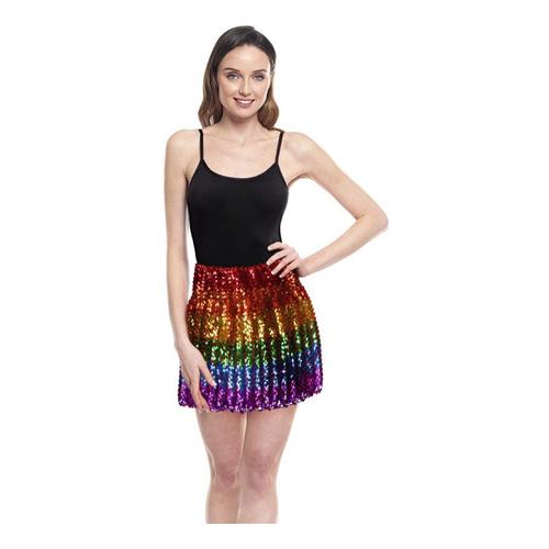 Mini-Jupe À Sequins Arc-En-Ciel Pour Femmes