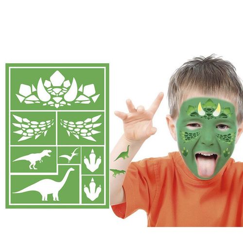 Pochoir De Maquillage Enfant Dinosaure Vert 14x20 Cm