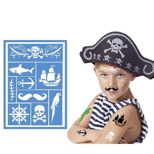 Gabarit De Maquillage Pirate Enfant Bleu 14x20 Cm