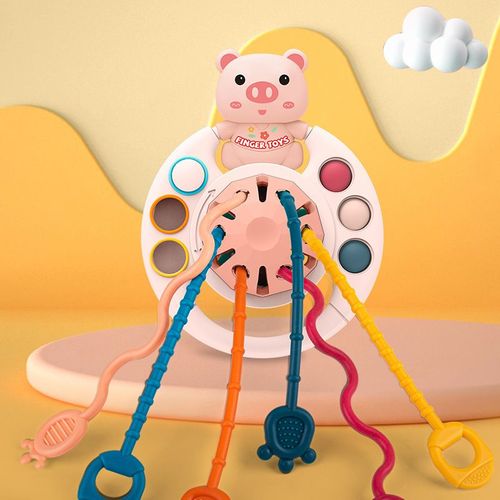 Piggy Rose 0-36 Mois, Jouets Sensoriels Pour Bébé, Bain Pour Bébé, Jouets À Cordes En Silicone Pour 1 2 3 Ans