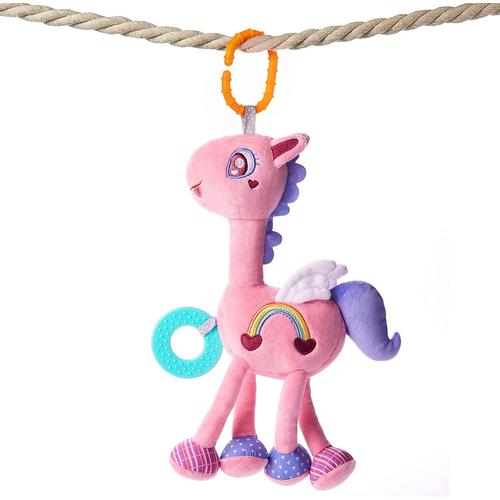 Bébé Activité Suspension Jouet, Siège De Voiture Poussette Jouet,Cheval Rose Animal En Peluche Jouets Hochet Cadeau Pour Garçons Filles 3 612 Mois