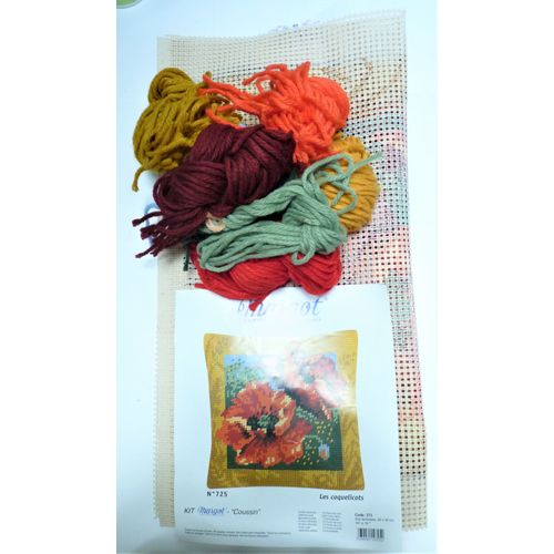 Canevas À Faire Avec Toutes Les Laines, Bouquet De Coquelicot, Marque Margot