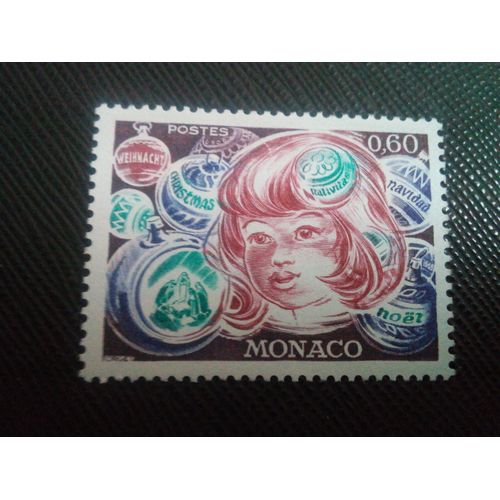 Timbre Monaco Y T 1072 Visage D'enfants, Boules De Noël 1976 ( 071206 )