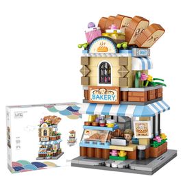 Mini City Shop Street View Block Set, Simulation De Construction Collection Granulé Bloc Jouet, Décoration De La Maison (La Boulangerie)