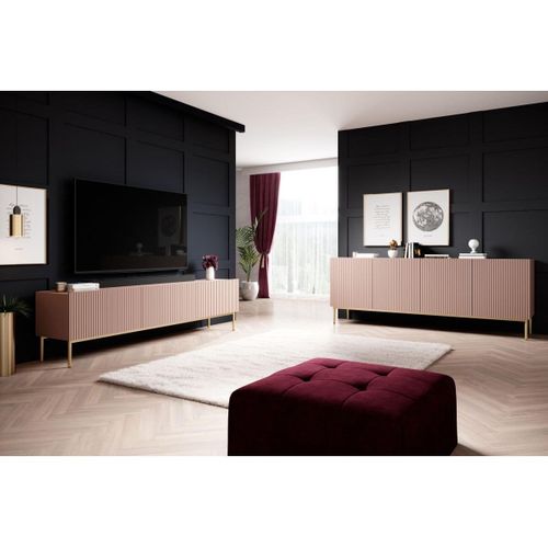 Buffet 4 Portes 200 Cm Kasha Pieds Or Rose