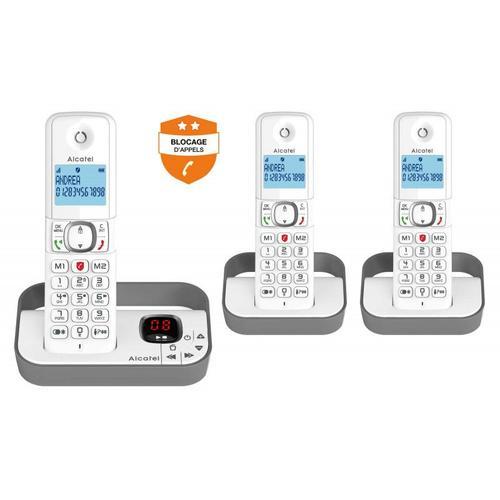 Alcatel Classic F860 Voice Trio - Téléphone sans fil - système de répondeur avec ID d'appelant - (conférence) à trois capacité d'appel - gris + 2 combinés supplémentaires