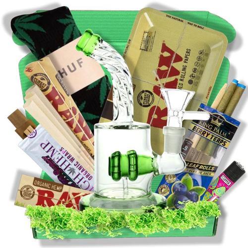 Smoke Box - Boite fumeur - Coffret cadeau - Accessoires Consommables (Plateau, Feuilles slim, Filtres/Tips, Grinder, Briquet, Etui, Blunt)