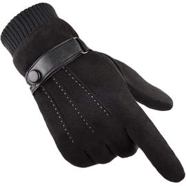 Gants Hiver chaud écran tactile pour homme femme thermiques en suede  doublure polaire mitaines anti-glisse hivernales pour le sport en plein air  (Noir)