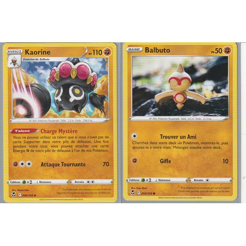 2 Cartes Pokemon - Kaorine 094/195 + Balbuto 093/195 - EB12 Tempete  Argentee 