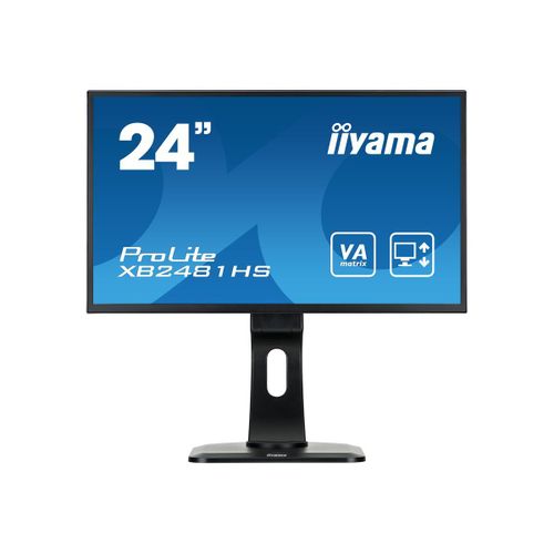 iiyama ProLite XB2481HS-B1 - Écran LED - 24" (23.6" visualisable) - 1920 x 1080 Full HD (1080p) @ 60 Hz - VA - 250 cd/m² - 3000:1 - 6 ms - HDMI, DVI-D, VGA - haut-parleurs - noir