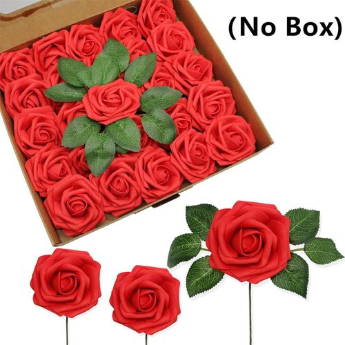 Fleurs Artificielles en Mousse Rouge avec Tige",Tête de Rose,Bouquet de Patients ,Ornement de Vacances,Fournitures de ixde Mariage,"25/30 Pièces