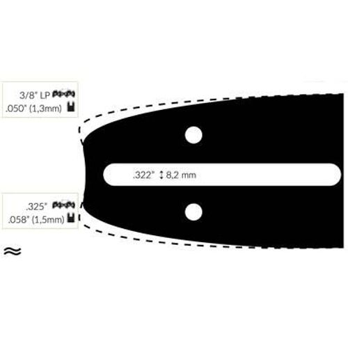Guide Chaine Tronçonneuse Makita 40cm 3/8 Lp .050 (1,3mm).
