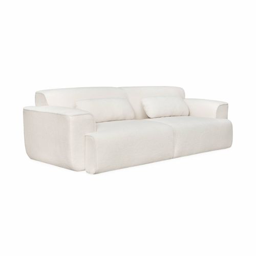 Canapé 3 Places Tissu Bouclette 2 Coussins Déhoussables Wallas L 230 X P 98 X H 73cm