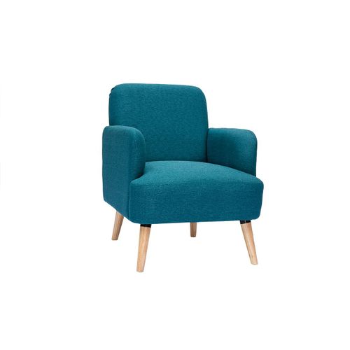 Fauteuil Scandinave Bleu Canard Et Bois Clair Isko