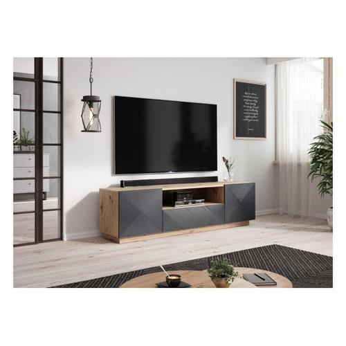 Meuble Tv 167 Cm Alice Gris & Bois Naturel