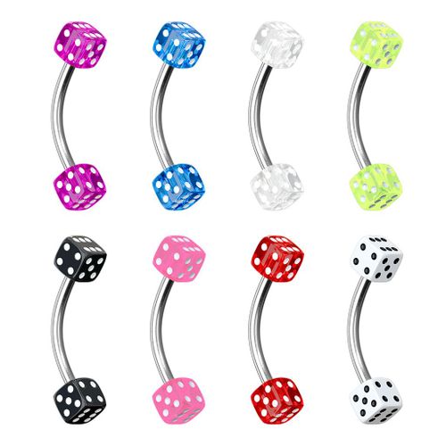 Lot 8 Piercings Arcade Dé Diego Cartes Poker Casino Barre Acier Chirurgical Inoxydable Anti Allergique Sourcil Oreille Cartilage Tragus Helix Barbell Lovepiercing