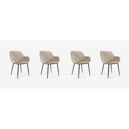 Lot De 4 Chaises 59x55x83 Cm En Tissu Chenille Beige - Nokky
