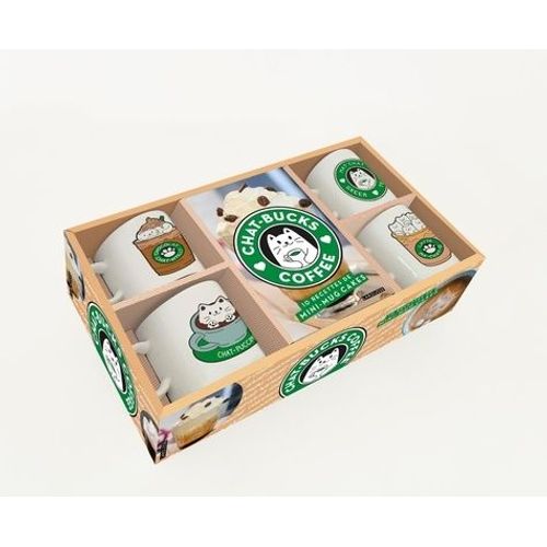 Chat-Bucks Coffee 10 Recettes De Mini-Mug Cakes - Coffret Avec 4 Mini-Tasses En Céramique